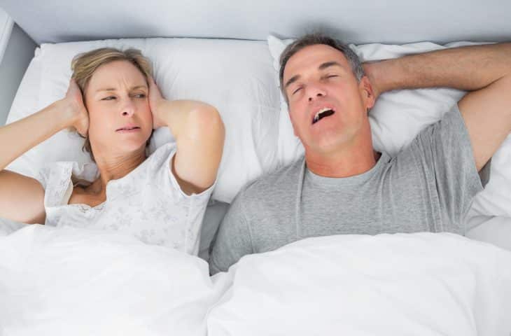 man snoring keeping wife awake