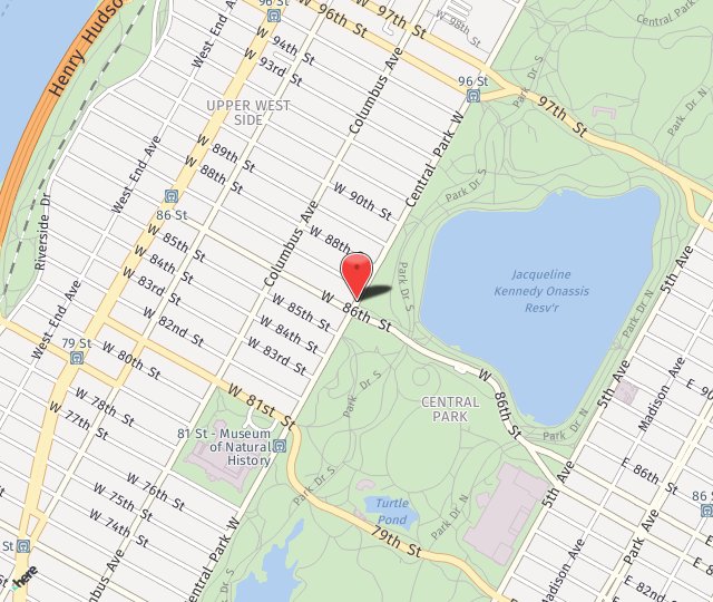 Location Map: 262 Central Park West New York, NY 10024
