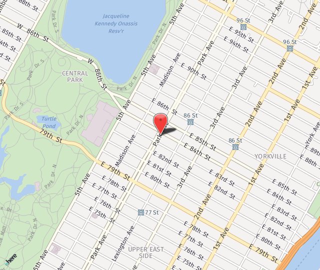 Location Map: 993 Park Avenue Suite #1C New York, NY 10028