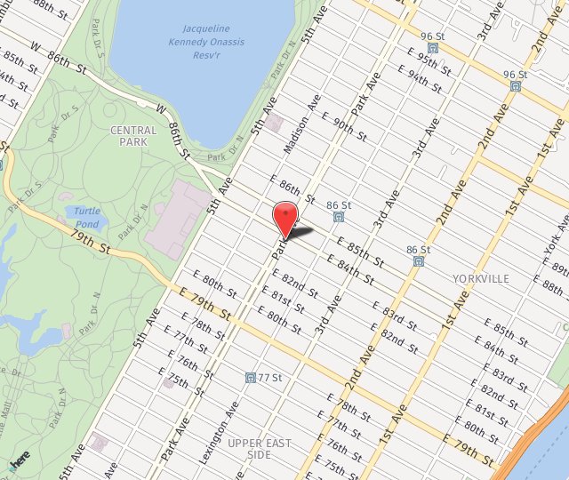 Location Map: 993 Park Avenue New York, NY 10028